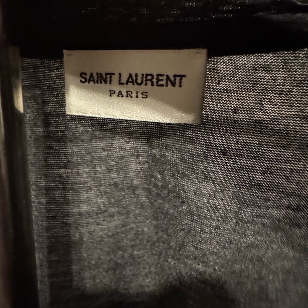 Saint Laurent Dark Gray Logo T-Shirt lightening bolt size XL - Picture 5 of 5